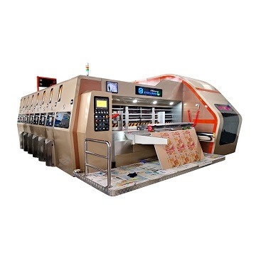 Full Automatic Hotels Vacuum Transfer 4 Printing Slotter Cardboard Die Cutting Machine With Stacker